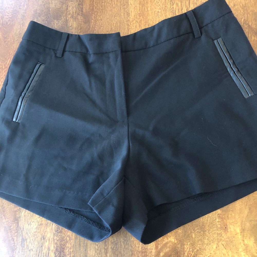 vintage suit shorts with vegan leather trim